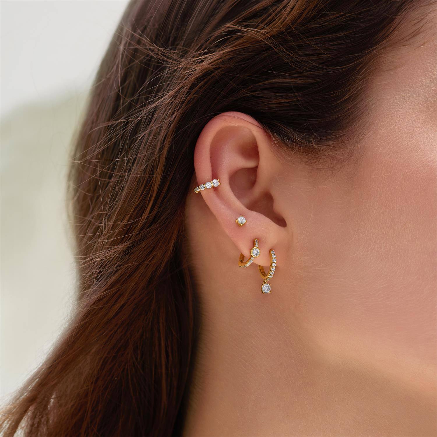  Luna Gaze - Earrings - Silver / 14kt GP - Zirconia